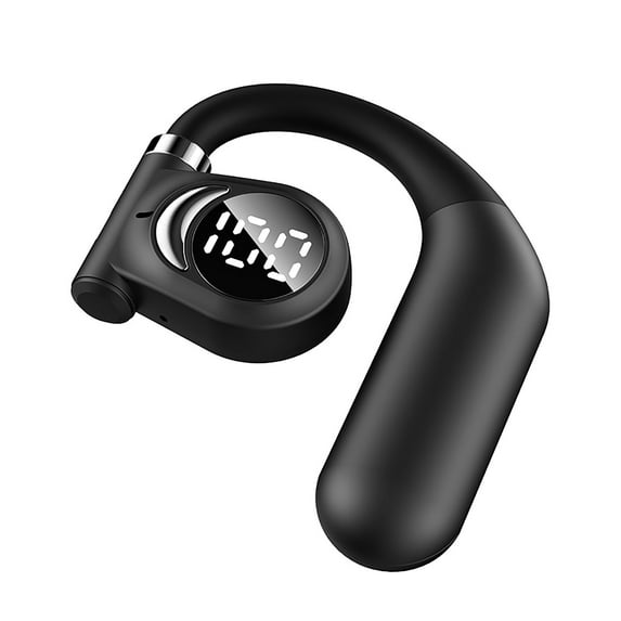Business Bluetooth Headphones - HIFI Single Ear OWS Open Bones Conduction Ultra-long Battery Life 30Hours LED Power Display Intelligent Noise Reduction | Delay-free | Large moving ring speaker Black