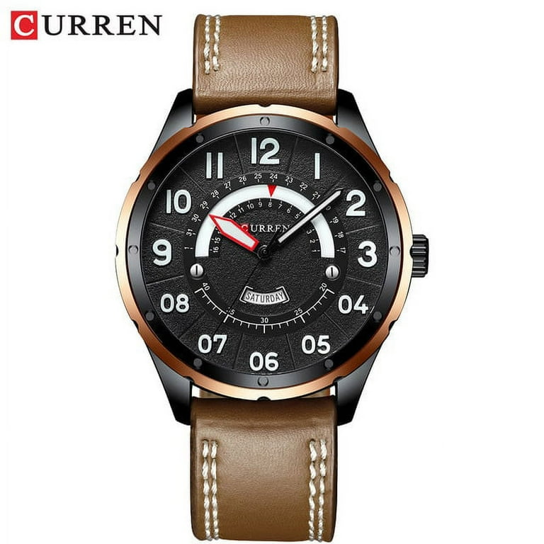 Business Brand CURREN Mens Watches Vintage Leather Watch Casual