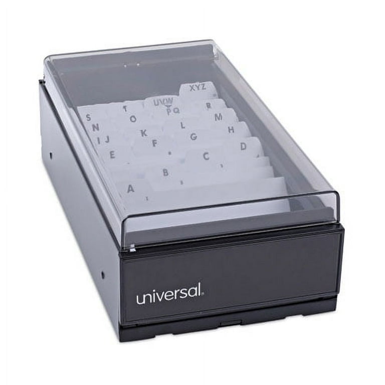 Business Card File, Holds 600 2 x 3.5 Cards, 4.25 x 8.25 x 2.5, Metal/Plastic, Black Business Card File, Holds 600 2 x 3.5 Cards, 4.25 x 8.25 x 2.5, Metal/Plastic, Black