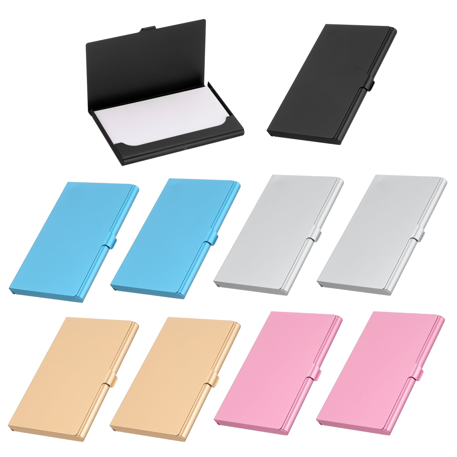 Business Card Holder, 10Pcs Aluminum Metal Card Case Card Holder, 5 Colors