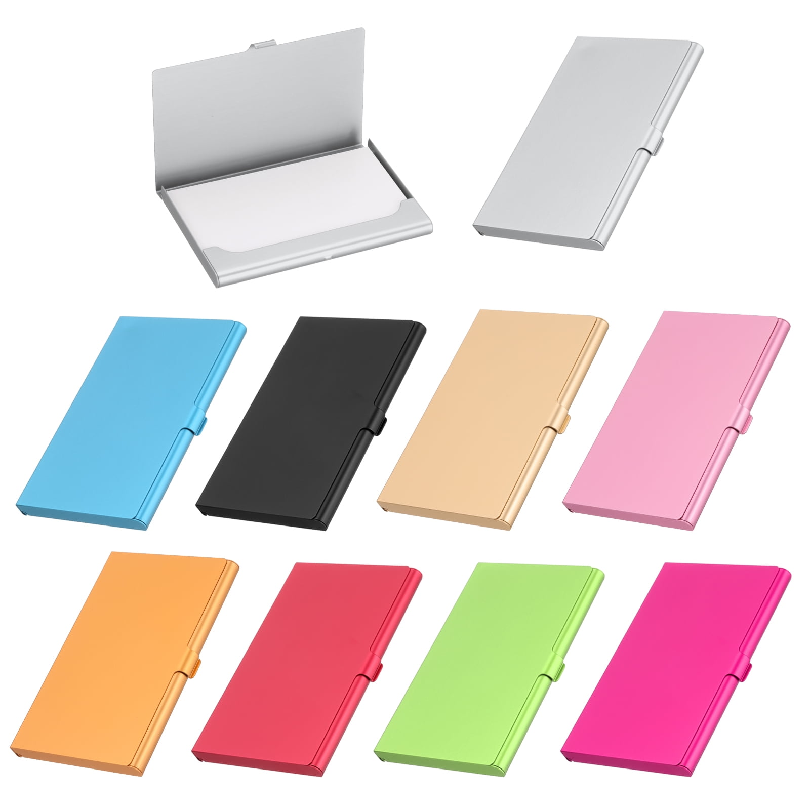 Business Card Holder, 10Pcs Aluminum Metal Card Case Card Holder, 9 Colors