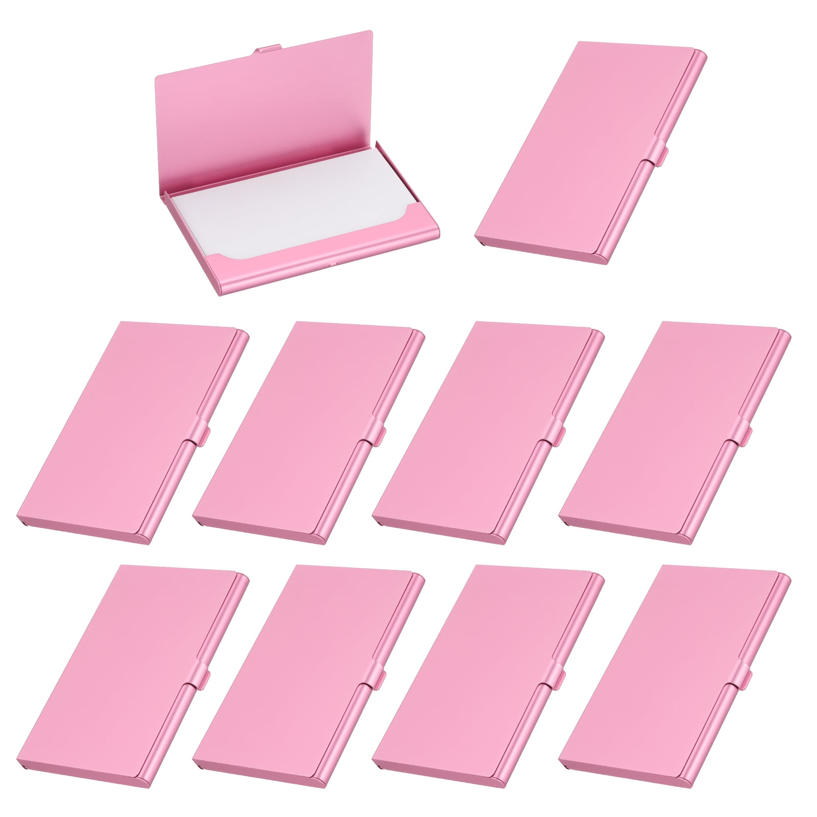 Business Card Holder, 10Pcs Aluminum Metal Card Case Card Holder, Pink