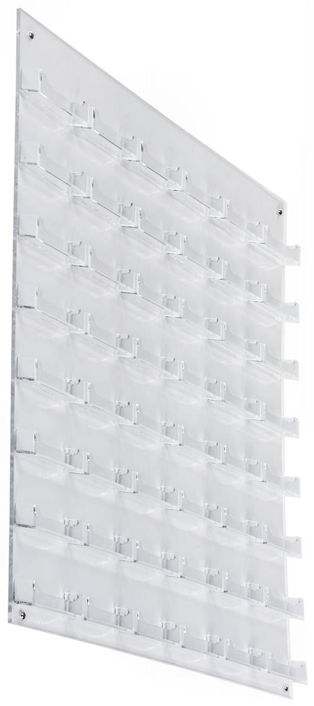 Business Card Holder, 48 Pockets, Wall Mount, 0.75-Inch Deep Pockets (Clear Acrylic) (BCCLWM48)