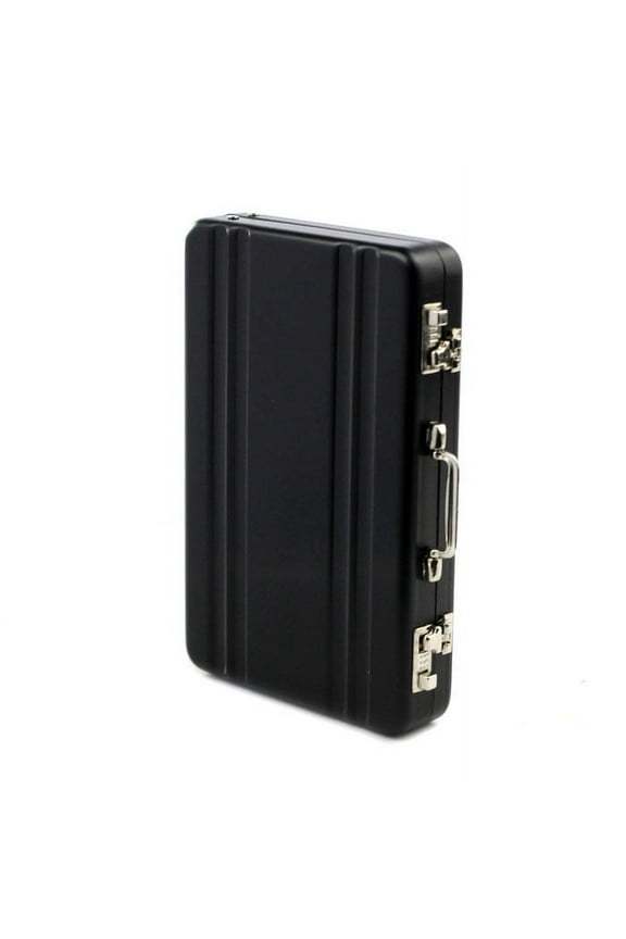 Business Card Holder Aluminum Business Card Case Mini Briefcase with Metal Lock Clasp Protective Hard Card Storage Box