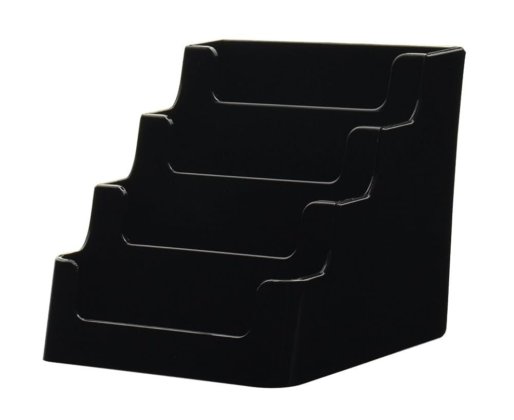 Business Card Holder Black Plastic 4 Tier 4 Pocket Multi Slot Display