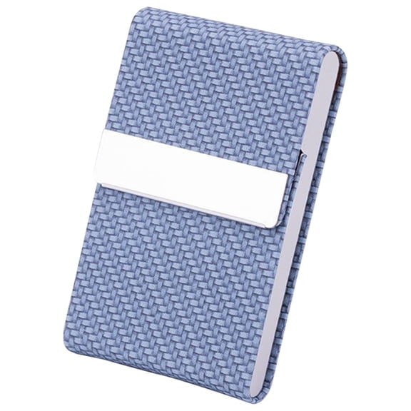Business Card Holder Case,Pu Leather Business Card Case Name Card Holder,3.74X2.36 inch Small Slim Metal Pocket Card Holder with Magnetic Shut,Portable Business Card Holder Case for Men Women,Blue