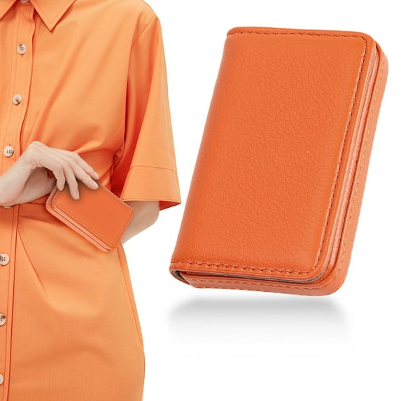 Business Card Holder,Credit Card Wallet Holder PU Leather Pocket Wallet Portable Business Card Case Metal Leather Bagbusiness Card Box Business Fashion Business Card Holde