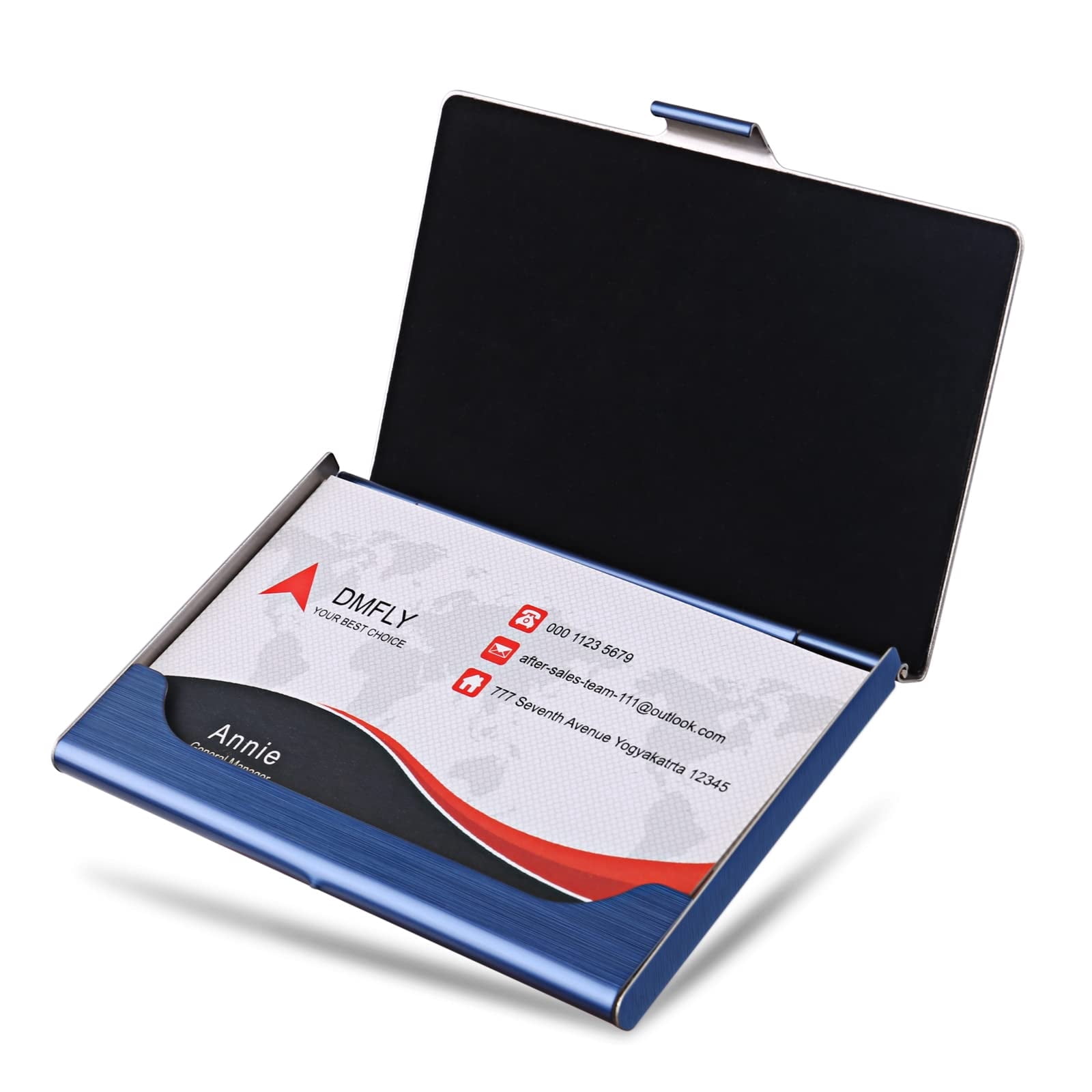 Personalized Business Card Holder - Custom Engraved Name Logo On PU Leather & Stainless Steel RFID Wallet
