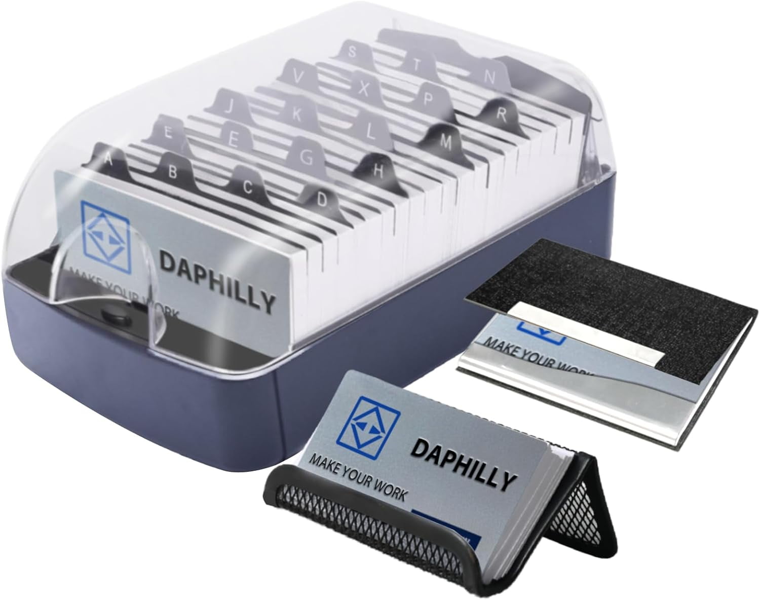 Business Card Holder for Desk, Organizer, Credit Organizer Case File Index Box Storage,with A-Z Tabs, Storage up to 350 Cards