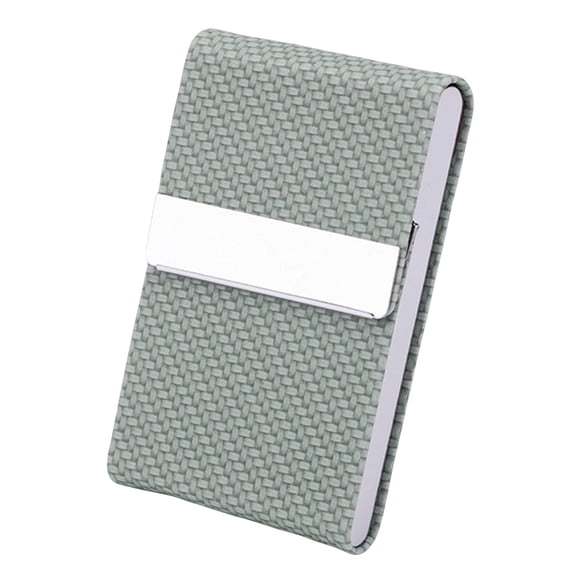 Business Card Holder with Magnetic Closure, PU Leather Woven Card Organizer , Slim Card Case Wallet for Men Women, Portable Name Card Holder, Green, 3.7x2.3"