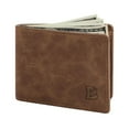thumbnail image 1 of Business Card Holder PU Leather Wallet for Men Slim Minimalist RFID Blocking Bifold Design Front Pocket ID Window with Card Slots Black Brown, 1 of 6