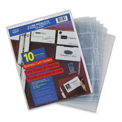 C-Line Business Card Holders With Tabs, 8 1/2" x 11", 3-Hole Punched, Pack Of 10