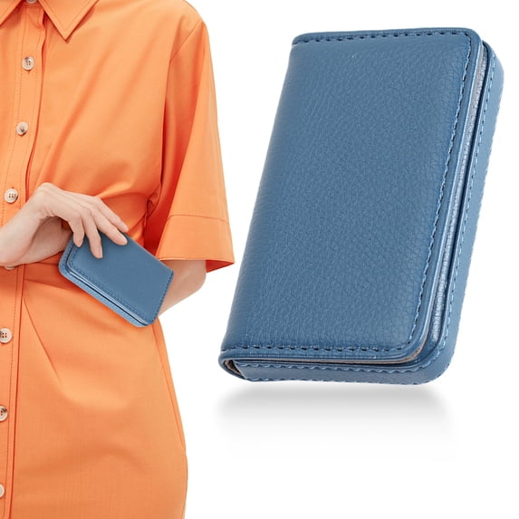 Business Card Holder, Portable Pocket Name Card Case, Multi-Slot Credit Card Storage Wallet, Lightweight Smooth Faux Leather Card Organizer, Compact Flip Card Carrier for Small Card Storage