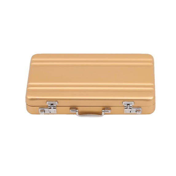 Business Card Holder Suitcase Aluminum alloy Business Card Case with Waterproof Pocket Credit Holder for Men Organizer ID Aluminum alloy Briefcase Gift for Woman,Yellow,3.94x2.56x0.63"