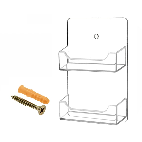 Business Card Holder Wall Mount 2 Slot Clear Acrylic Multi Pocket with Hardware Gift Card or Appointment Cards Display Rack Holds 3.5" x 2" Cards by Marketing Holders