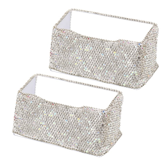 Business Card Holder for Desk, 2 Pack Rhinestone Business Card Holders Bling Name Card Stand Organizer, White