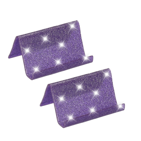Business Card Holder for Desk, 2Pcs Acrylic Business Card Holders Shine Card Stand Organizer Cards Display for Office, Purple