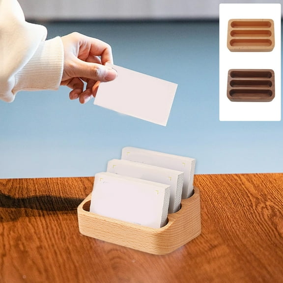 Business Card Holders Solid Wood Desktop Organizer with Elegant Finish for Professional Office Decor and Restaurant Hotel Reception Desk Accessories Akmoler