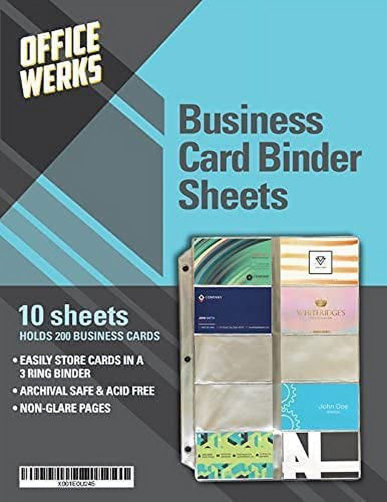 Business Card Sheet Protectors, Refill Sheets for 3 Ring Binder, 10