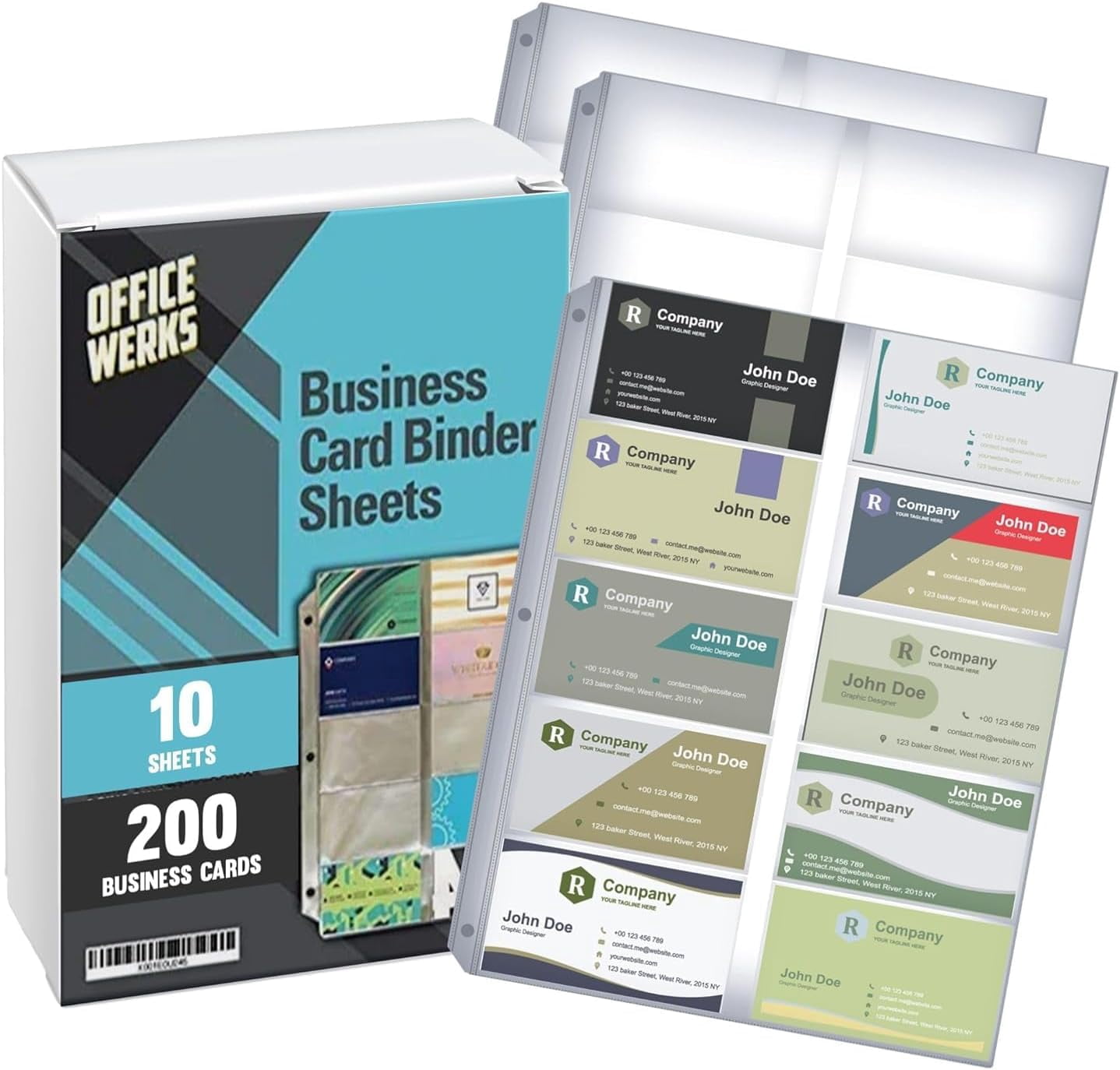Business Card Sleeves for 3 Ring Binders, Heavy Duty Clear Page ...