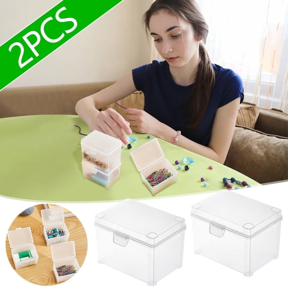 Business Card Storage Box,Multifunctional Small Item Organizer,Stacked Storage Boxes for Cards,Office Supplies,Dustproof and Moisture-Proof,Durable Card Holder Box,2-Pack Storage Set