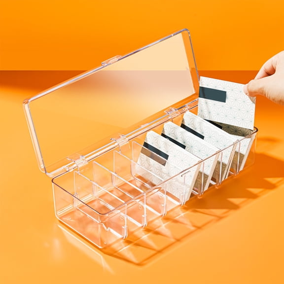 Business Card Storage Box Organizer | PET Material | White | 26x10x7.5cm | Large Capacity Desktop Office Card Holder