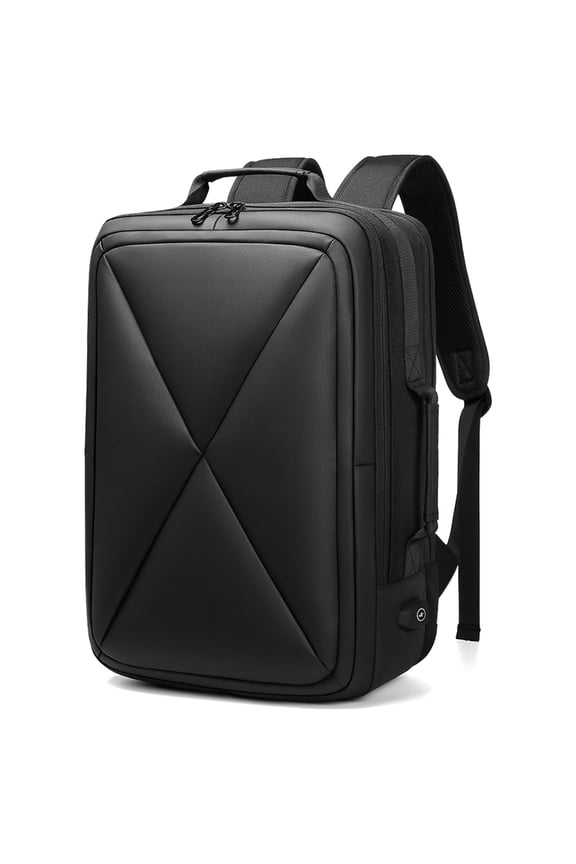 Business Casual Backpack PVC Waterproof Laptop Bag Travel Backpack Urban Fashion Outdoor Men's Bag,Black