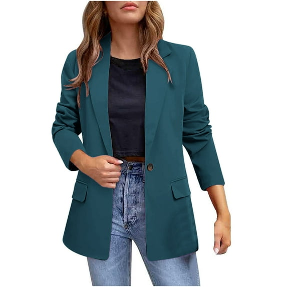 Business Casual Blazer for Womens,Women Summer Cardigan Lapel Button Down Solid Suit Jacket with Lined Office Work Clothes