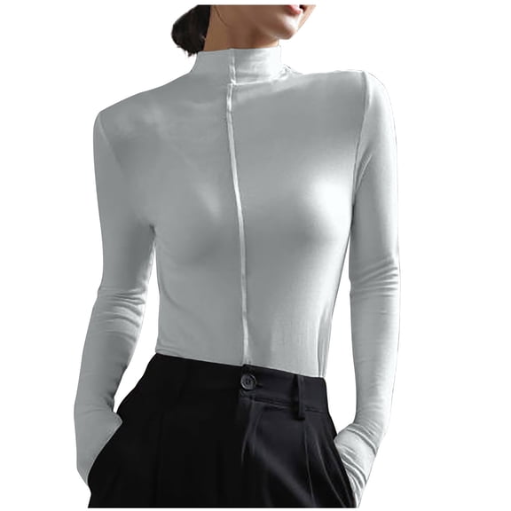 Business Casual Bottoming Shirt for Women Premium Turtleneck Undershirt Tops Long Sleeve Slim Fit Pullover Underscrub