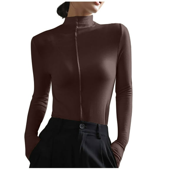 Business Casual Bottoming Shirt for Women Premium Turtleneck Undershirt Tops Long Sleeve Slim Fit Pullover Underscrub