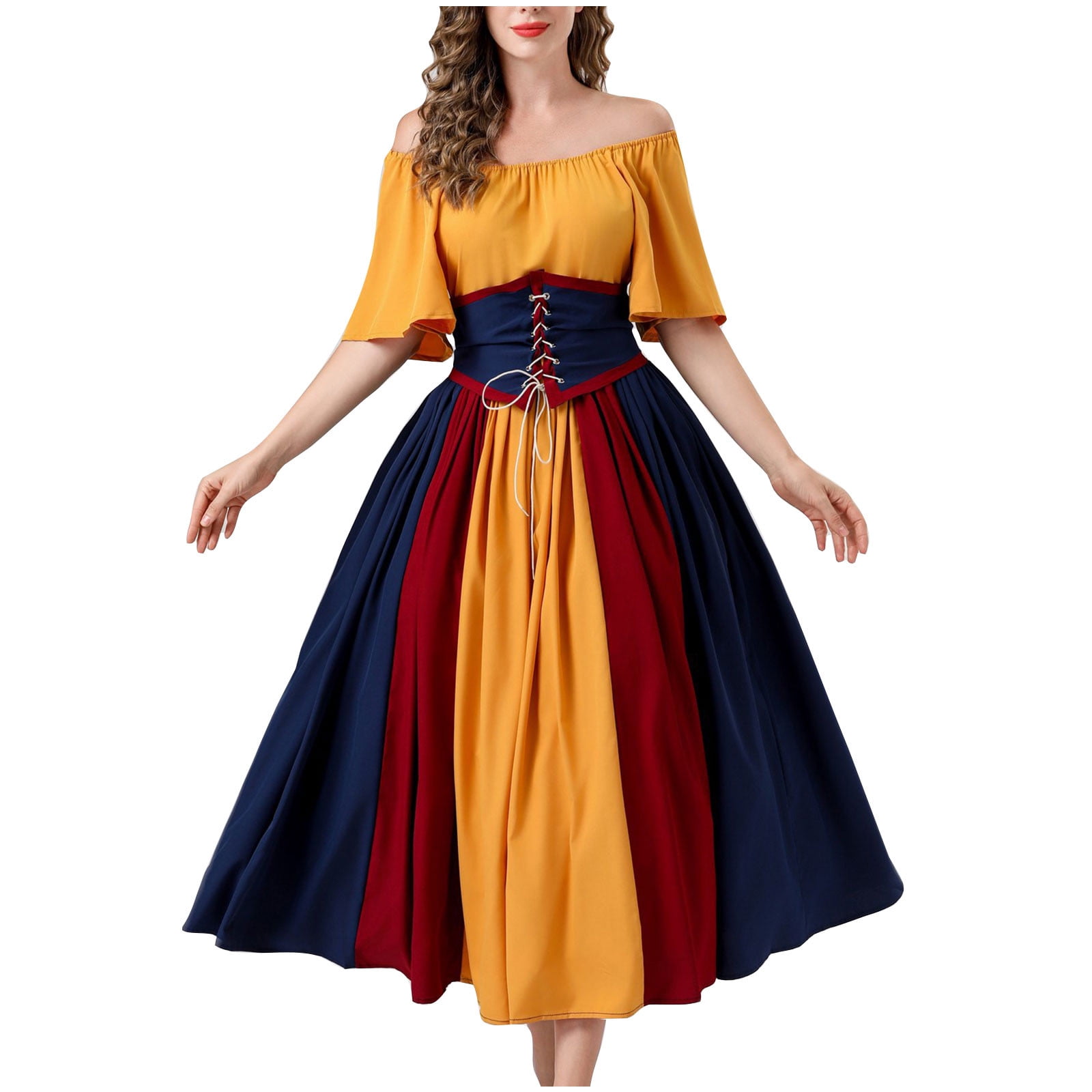 medieval orange dress Medieval Style Gown Orange Green