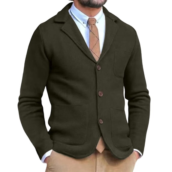 Business Casual Jacket Jerdar Men's Winter Slim Casual Jacket British Lapel Breasted Buttons with Patch Pockets
