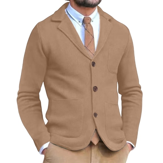 Business Casual Jacket Jerdar Men's Winter Slim Casual Jacket British Lapel Breasted Buttons with Patch Pockets