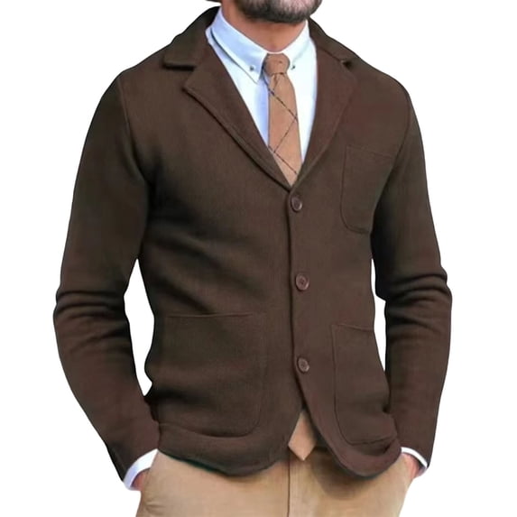Business Casual Jacket Jerdar Men's Winter Slim Casual Jacket British Lapel Breasted Buttons with Patch Pockets