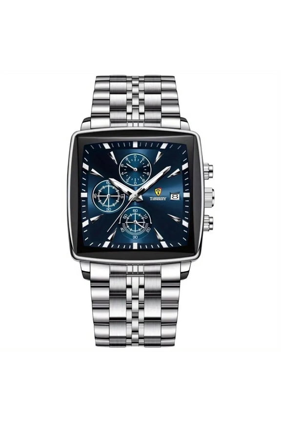 Business Casual Men'S Quartz Watch Stainless Steel Square Waterproof Luminous Wristwatch With Chronograph & Datehot Sale battery powered watch precise timekeeping Japanese quartz movement.