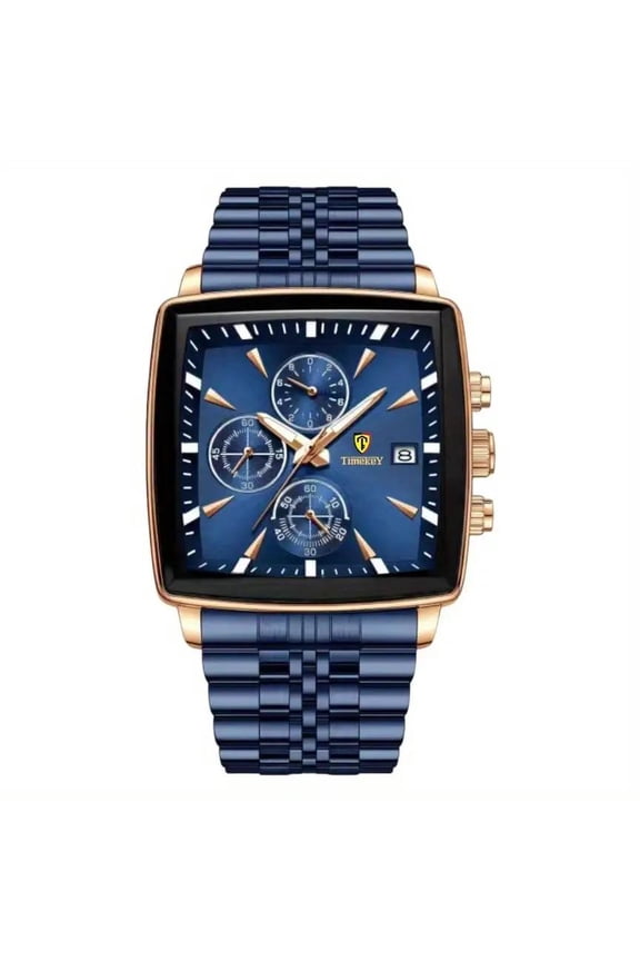 Business Casual Men'S Quartz Watch Stainless Steel Square Waterproof Luminous Wristwatch With Chronograph & Datehot Sale quartz watch low maintenance watch precise timekeeping