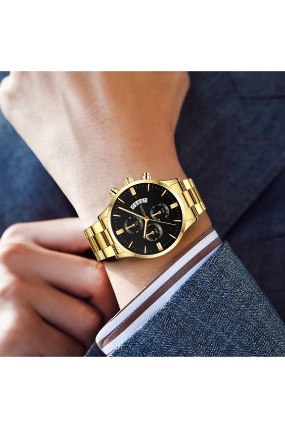 Business Casual Men's Watch Quartz Timepiece with Alloy Case, Leather Strap, Openwork Design Lightweight and Durable Classic Wristwatch - 1.63 Inch Diameter, 0.79 Inch Strap Width