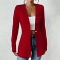 thumbnail image 1 of Business Casual Mid Length Jackets for Women Work Office Long Sleeve One Button Business Waistline Blazer Fall Fashion Fitted Solid Color Outwear, 1 of 3