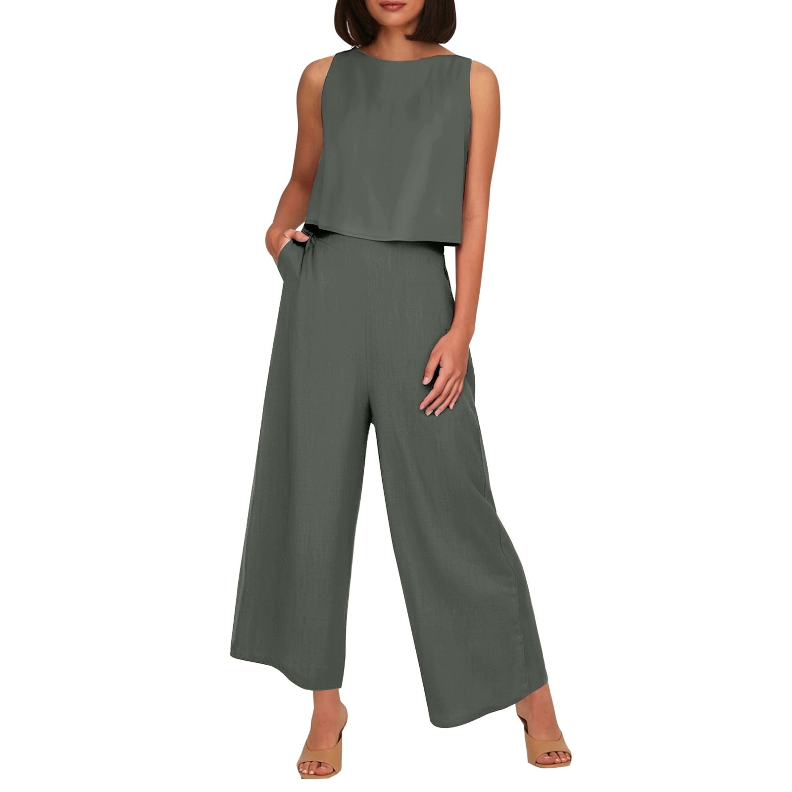 Solid Color Short Sleeve Two-piece Set Women's Casual Suit main image 0