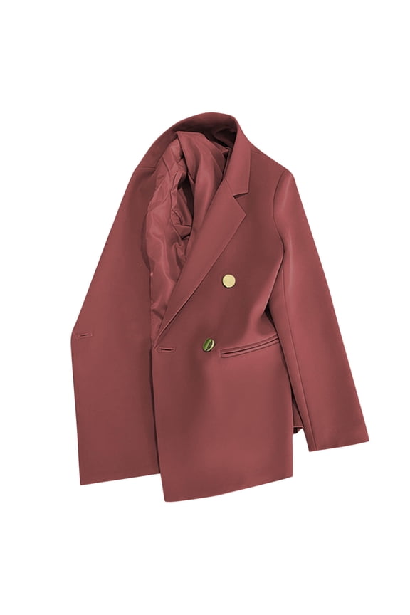 Business Casual Outfits for Women Blazer Suit Jackets Notched Collar Double Breasted Polyester Liner Work Office Wear (2XL, Red)