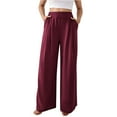 thumbnail image 1 of Business Casual Palazzo Pants - Lightweight Wrinkle-Resistant Trousers (Navy/White/Red, S-XXL) | Yubnlvae (Red | L), 1 of 5