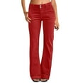 thumbnail image 1 of Business Casual Pants for Women, Audhol Pants for Women Wide Leg Flare Pants for Women Double Button Mid Waist Pants Trendy Fashion Casual Pants Casual Pants Women Red S, 1 of 6