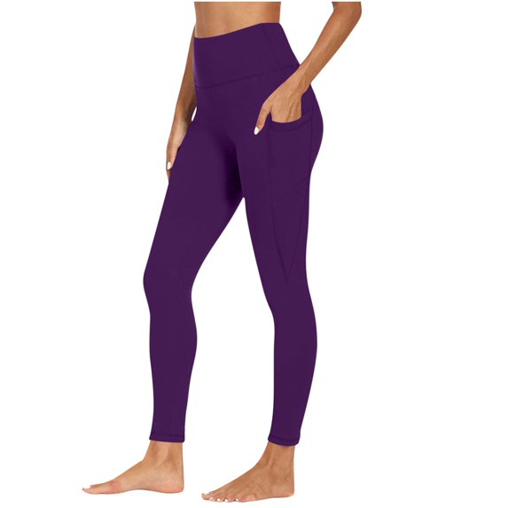 Business Casual Pants for Women New High Waisted Leggings with Pockets Workout Leggings for Women Stretch Yoga Pants Soft Athletic Gym Trousers Workout Yoga Pants Purple XXL
