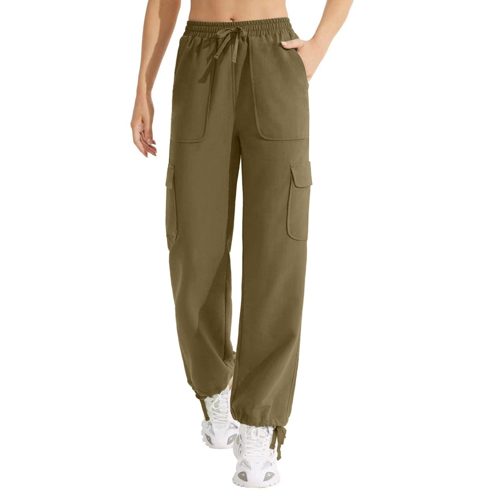 Business Casual Pants for Women Plaid Women Wide Leg Cargo Pants High