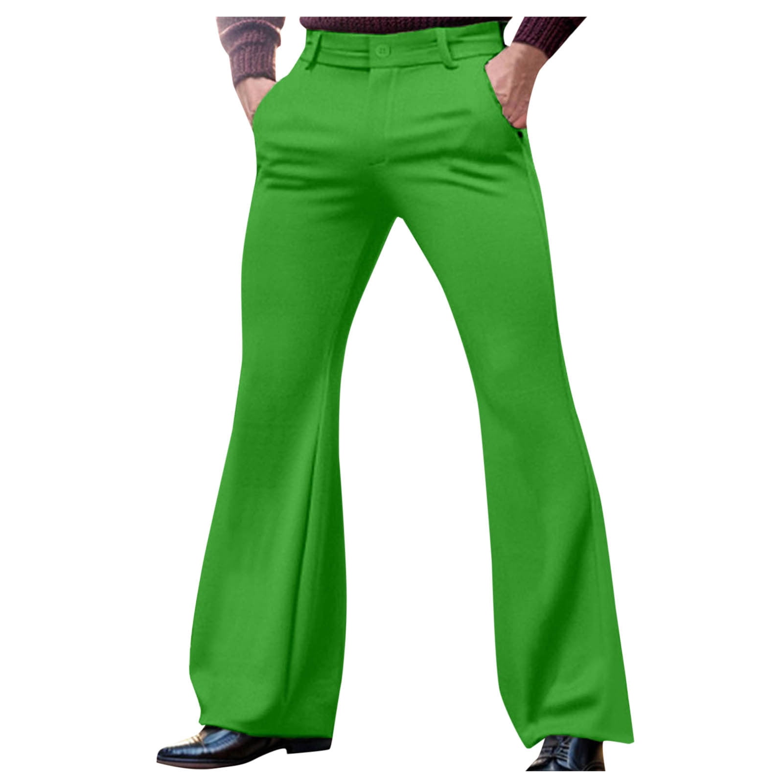 Business Casual Pants for Men Flared Leg Dress Pant with Pockets Mens High  Waisted Solid Color Slim-Fit Vintage Dance Party Trousers - Walmart.com