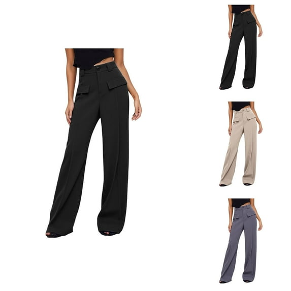 Business Casual Pants for Women 2025 High Waisted Flowy Lightweight Wide Straight Leg Pants with Pockets Trousers
