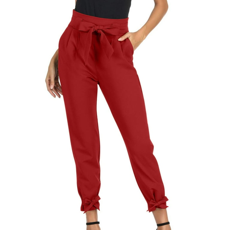 Bow high waisted pants sales
