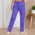 thumbnail image 1 of Business Casual Pants for Women Solid Color Mid Waisted Straight Leg Pants Elastic Waistband Comfortable Trousers 2025 Fall Slacks with Pockets, 1 of 4