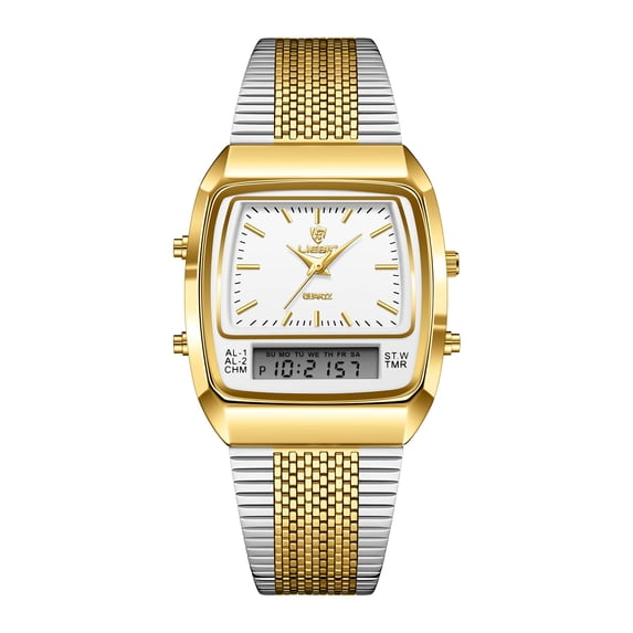 Business Casual Quartz Watch with Analog-Digital Display, Multifunctional Stopwatch, Waterproof Up to 30m, Perfect for Everyday Use and Professional Occasions