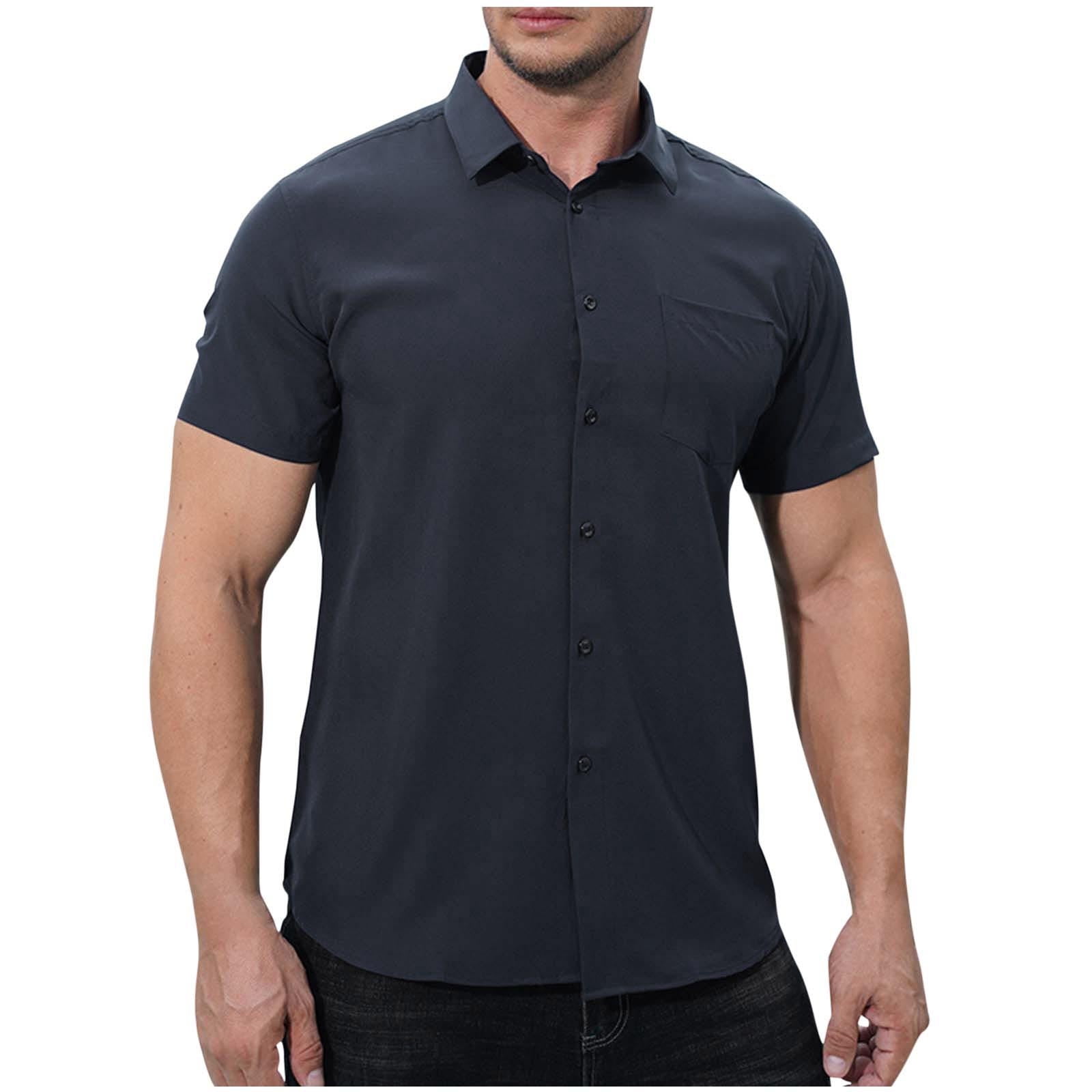 Business Casual Shirts for Men Big and Tall L-6X Short Sleeve Tshirts ...